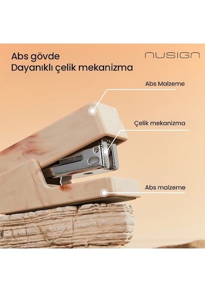 Nusıgn Mini Zımba Makinesi 12 Yaprak Kapasiteli 24/6 26/6 Siyah