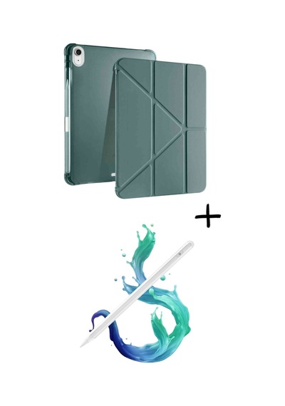 Apple Uyumlu iPad A16 11. Nesil A16 2025 Tri Folding Tablet Kılıfı + Avuç İçi Algılamayan Tablet Kalemi Tablet Kılıfı