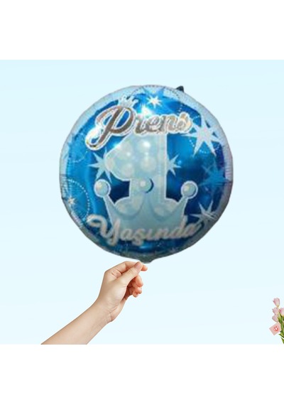 Prens 1 Yaşında Folyo Balon - 45cm Çok Renkli