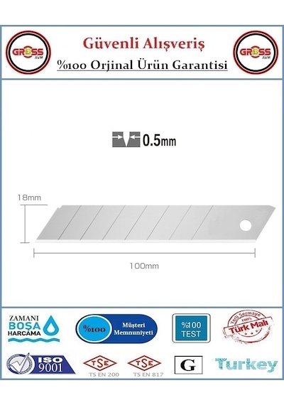 Maket Bıçağı Yedek Ağzı - Büyük Maket Yedek Ucu - 10 Adet