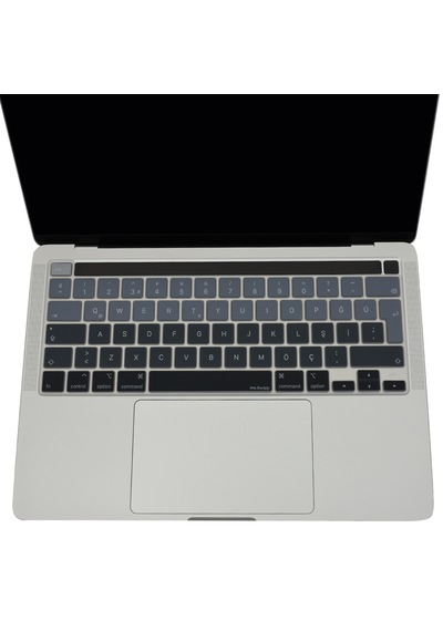 McStorey Apple Uyumlu MacBook Pro 13 Klavye Koruyucu Silikon Türkçe Q Ters L Enter M1 M2 A2338 A2289 A2251 Pembe Mavi