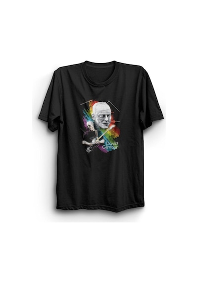Stoned&Fame David Gilmour Baskılı Unisex %100 Siyah Pamuk T-shirt SIYAH Siyah