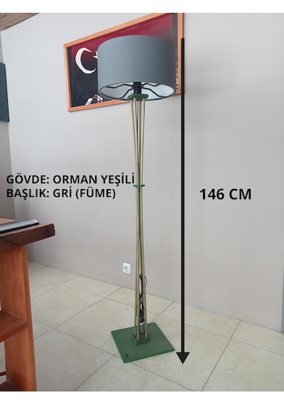 Ahşap Lambader-köşe Aydınlatma Orman Yeşili Gri