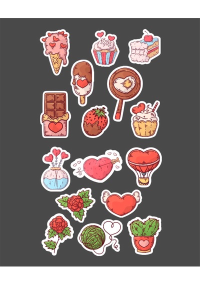 Sevgililer Günü Sticker Set- 14 Şubat Sticker - Hediye Süsleme Çıkartmaları- 2 Li Set - Mat Etiket Kağıdı Pembe