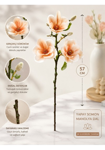 Yapay Somon Manolya Dal 57 Cm Turuncu