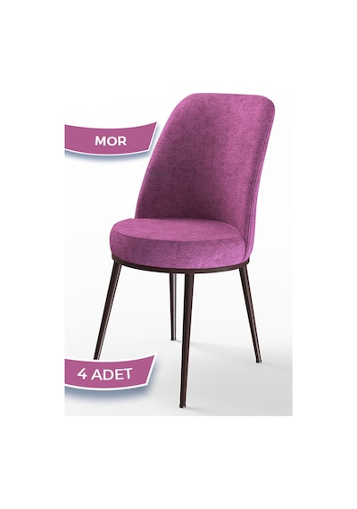 Canisa Concept Dexa Serisi Mor Renk 4 Adet Sandalye, Renk Mor, Ayaklar Kahverengi Mor