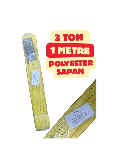 Klc 3 Ton 1 Metre Sarı Renk Sapan Polyester Spanzet Sağlam Yük Kaldırma Taşıma İndirme Halat 3t1m Klc 3 Ton 1 Metre Sarı Renk Sapan Polyester Spanzet Sağlam Yük Kaldırma Taşıma İndirme Halat 3t1m