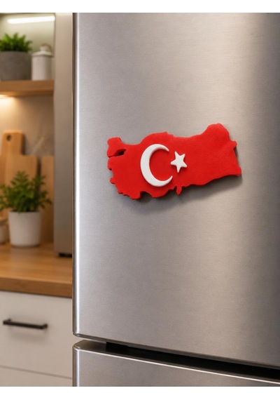 Magnet Buzdolabı Magneti Türkiye Haritası Türk Bayraklı Hediyelik Dekoratif 9 X 4,5 Cm