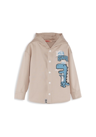 Denokids Dino Oversize Gabardin Erkek Çocuk Gömlek Ceket Renkli
