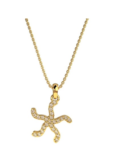 Zirkon Taşlı Gold Deniz Yıldızı Gümüş Kolye
