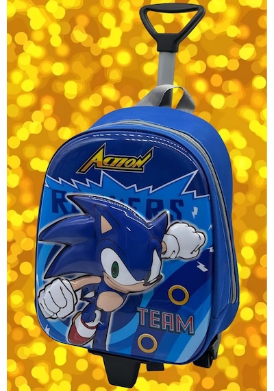 Tezzgelsin Kirpi Sonic 2-6 Yaş Anaokulu Kreş 5d Kabartmalı Çekçekli Tekerli Sırt Çantası Ve Okul Çantası Çok  Renkli