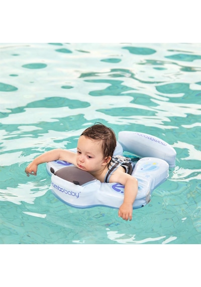 Mambobaby Yüzme Simidi - Mavi Kelebek, Emniyetli, Gölgelikli Ve Ayak Destekli