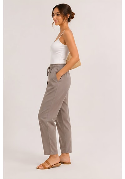 Lili Woman Kadın Taupe Natural Bağcıklı Dar Paça Pantolon E.3076 Vizon