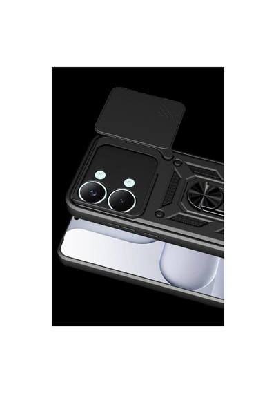 Poco X8 Pro Max Pars Lens Yüzüklü Silikon - Siyah