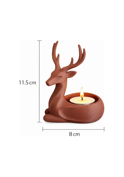 Dekoratif Geyik Mumluk Tealight Mumluk Balkon Sehpa Masa Üstü Ev Dekoru 11.5 Cm