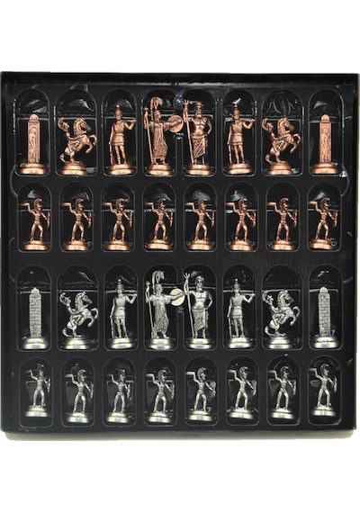 Sadece Satranç Taşı İsteyene Gifthome Orta Boy, Metal, Yunan Figürlü, Antik Satranç Taşı