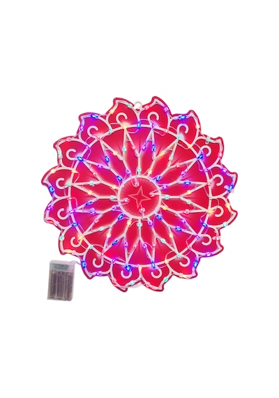 Led Işıkları İle Rustik Çiftlik Kırmızı Ayçiçeği Çelenk, Açık Noel Veya Sahne Ayarı İçin Çok Yönlü Çiçek Dekoru