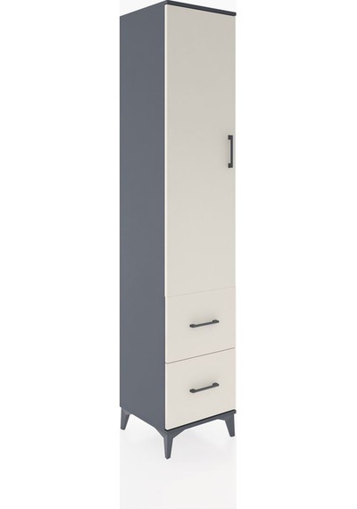 Hyperion Dolap 4 Raflı 2 Çekmeceli Tek Kapaklı 44x44x221 Antrasit-aytaşı Antrasit
