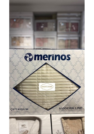 Saraylı Home Merinos Modern Line Yatak Örtüsü Beyaz