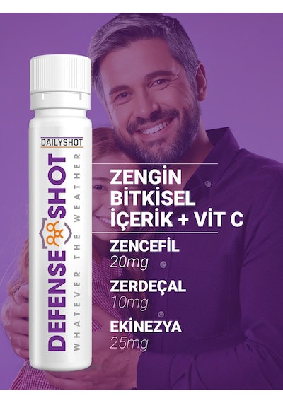 Hangover Shot Defense Shot Soğuk Algınlığına Karşı Bitkisel Gıda Takviyesi, Defense Shot 7'li