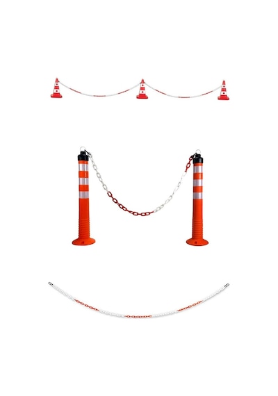 Mfk 8 Mm Plastik Zincir 1 Metre Kırmızı Beyaz Renk