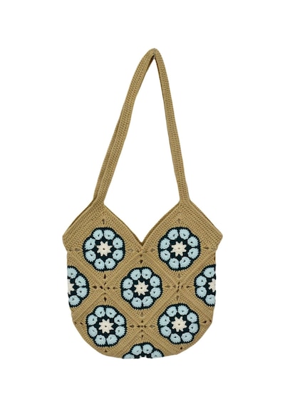 Baglan El Örgüsü Motif Desenli İçi Astarlı Omuz Çanta Bgl-st04725 Bej