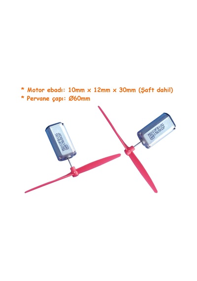 Mikro Motor 2 Adet Tek Kanat Pervane 2 Adet
