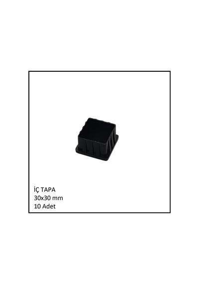 Plastik İç Tapa, Profil Tapası, Kare, Siyah, 30x30 Mm 10 Adet Siyah