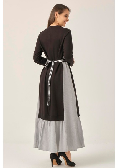 Darlin Moda Kadın Siyah Toka Detaylı Maxi Boy Elbise Dm91006 Siyah