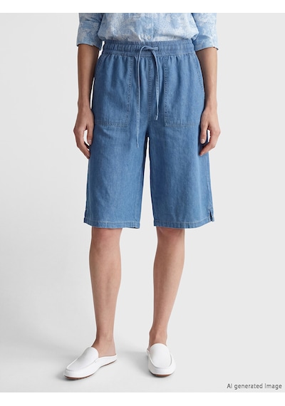 Lcw Grace Mavi Beli Lastikli Bermuda Fit Kadın Jean Şort