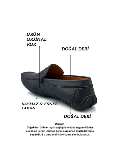 Sermoda Erkek Loafer - Hakiki Deri Rok Loafer Erkek Ayakkabı Lacivert