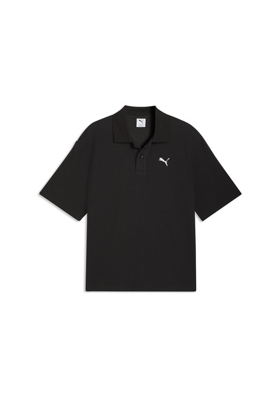 Puma Essential Boxy Erkek Siyah Günlük Stil Polo Yaka T-shirt 63436201 Siyah