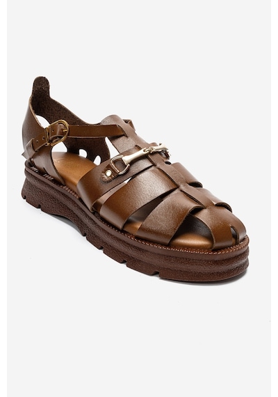Luvishoes Rıela Taba Hakiki Deri Tokalı Kadın Sandalet
