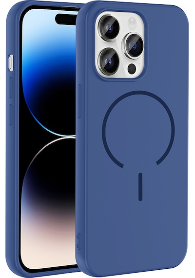 Apple Uyumlu iPhone 14 Pro Max Kılıf M-safe Şarj Özellikli Mkst Meta Kapak - Lacivert Lacivert