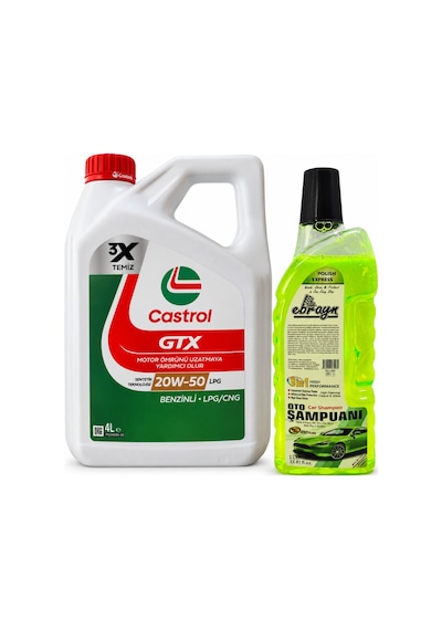 Castrol Gtx Motor Yağı 20w-50 Lpg 4 L + Oto Şampuan 1 L