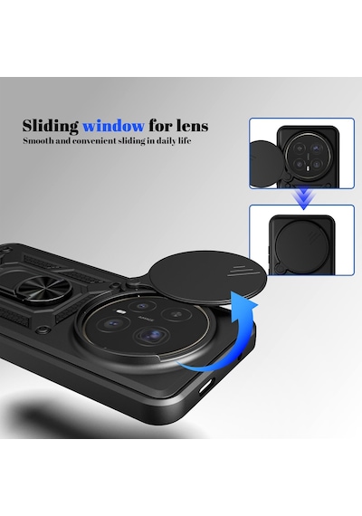 Caseonn Honor Magic 8 Pro Kılıf Sürgülü Kamera Korumalı Yüzüklü Mıknatıslı Tank Kapak Lacivert