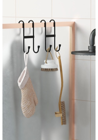 2 Adet Duşakabin Askısı Banyo Mutfak Bornoz Havlu Askılığı Metal Askı Çok Amaçlı Siyah Askılık Siyah