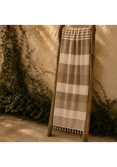 Soft Stripe Datça Peştamal - Bej - 90x170 Cm Çok Renkli
