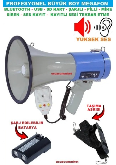 Profesyonel Büyük Boy Yüksek Ses Megafon