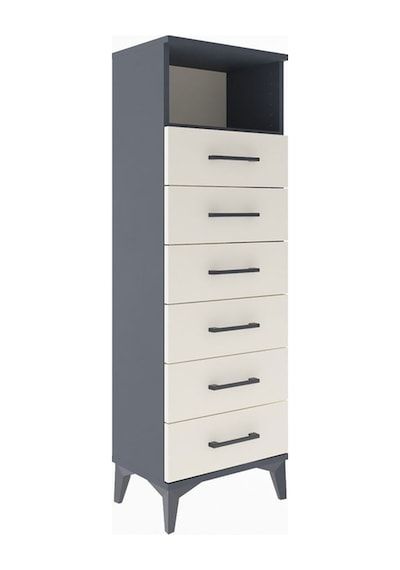 Arges Dolap Tek Raflı 6 Çekmeceli 44x30x134 Antrasit-aytaşı Antrasit