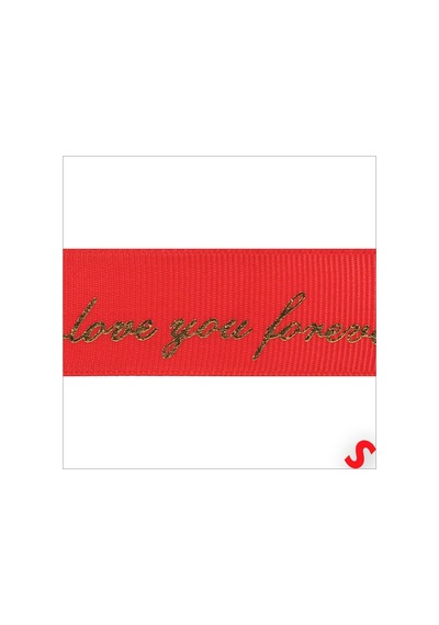 Grogren Kurdele Love You Altın Baskılı, 2,5cm X 23mt - Kırmızı 0 - 99