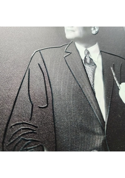 Atatürk Masaüstü Ahşap Tablo - Kabartmalı Baskı Şık Hediyelik 11x16 Cm No 5 3 Parça