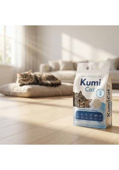 Kumi Cat Eko-premium Şefkatli Temizlik Bebek Pudrası Kokulu Kedi Kumu, Güçlü Topaklanan Bentonit 5 L
