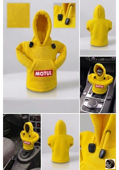 Motul Tasarım Hoodie Vites Topuzu Kılıfı - Universal Sweatshirt Model Vites Aksesuarı Sarı