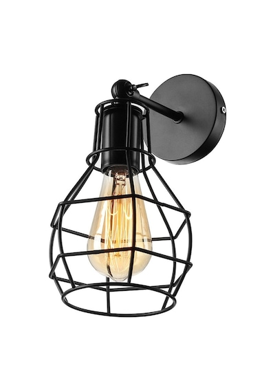 Riolight Retro2,rustik,vintage Siyah Kafes 1xe27 Duylu Metal Duva Siyah