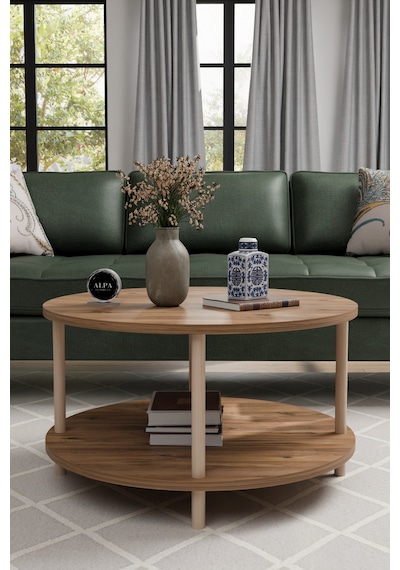 Alpaevmobilya Modern Yuvarlak Orta Sehpa 60 Cm 2 Raflı Ahşap Ayaklı Çok Amaçlı Organizer Sehpa Atlantik Çam Alpaevmobilya Modern Yuvarlak Orta Sehpa 60 Cm 2 Raflı Ahşap Ayaklı Çok Amaçlı Organizer Sehpa Atlantik Çam