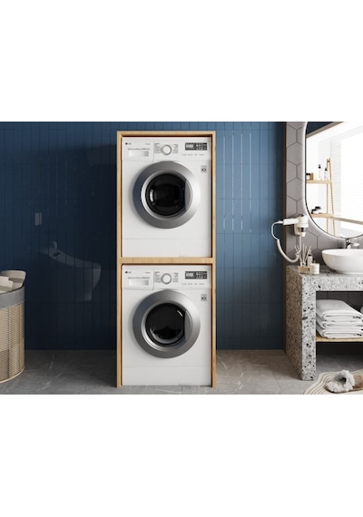 Bohem Çamaşır Ve Kurutma Makinesi Dolabı Banyo Dolabı Meşe Meşe
