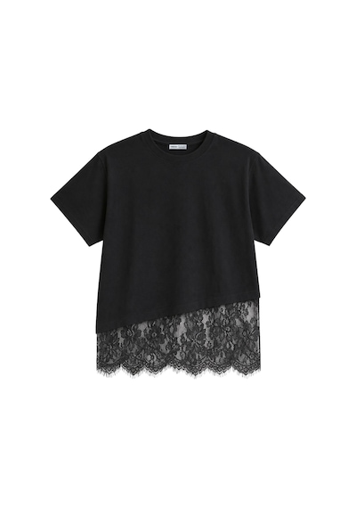 Vadon 1005 Kadın Pamuklu Regular Fit Bisiklet Yaka Asimetrik Kesim Dantel Detaylı Yumuşak Dokulu T-shirt Siyah Vadon 1005 Kadın Pamuklu Regular Fit Bisiklet Yaka Asimetrik Kesim Dantel Detaylı Yumuşak Dokulu T-shirt Siyah
