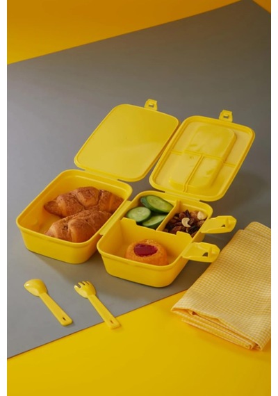 4 Bölmeli Beslenme Kutusu - Yemek Saklama Kabı - Beslenme Çantası Seyahat Piknik Çantası Çok Renkli