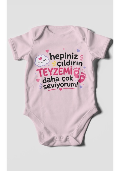 Morivokids Teyzeye Özel Kısa Kollu Bebek Body %100 Pamuk Zbn198-kk Bebe Pembe